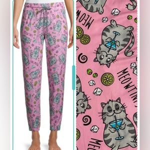 Briefly Stated Women's Meowtinis, cats Sleep Joggers size M( 8/10